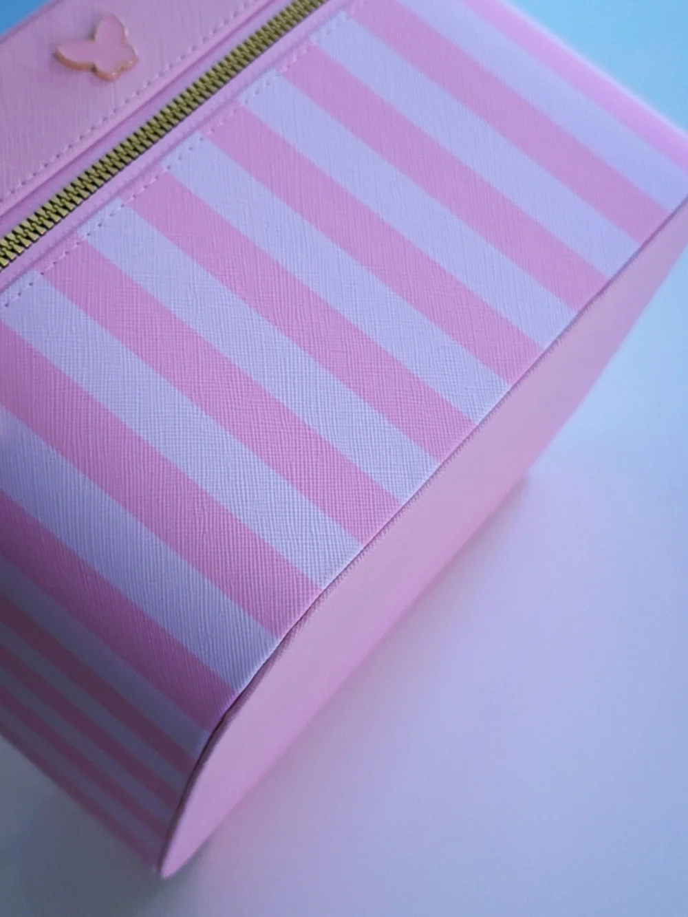 Enchante Accessories Cosmetic Case Striped Pink NWT